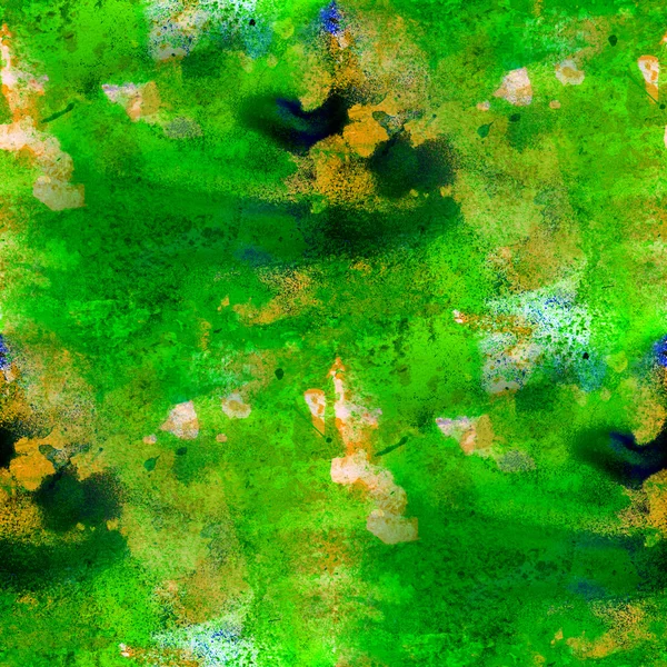 Nahtlose Malerei grün-gelbes Aquarell mit hellem Pinselstrich — Stockfoto