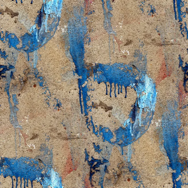 Old concrete wall with streaks of blue paint seamless texture — Stock Photo, Image