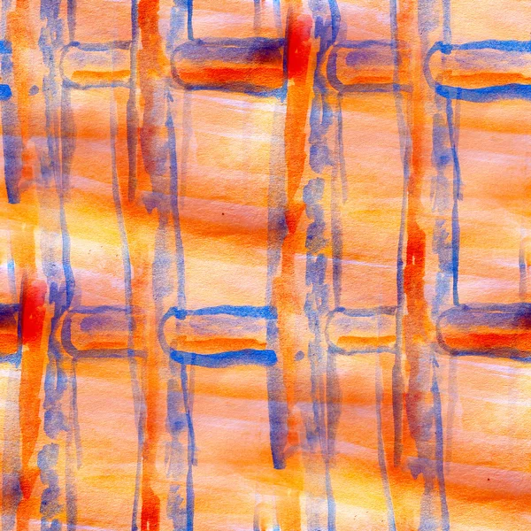 Akvarell-narancs, kék, rács zökkenőmentes absztrakt textúra kézzel posta — Stock Fotó