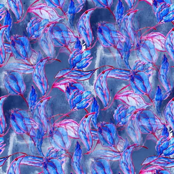 Smidig konsistens färg akvarell röd blå blomma abstrakt — Stockfoto