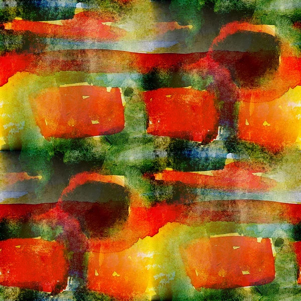 Abstract yellow, red, green spring pattern watercolor seamless a — Stock Photo, Image