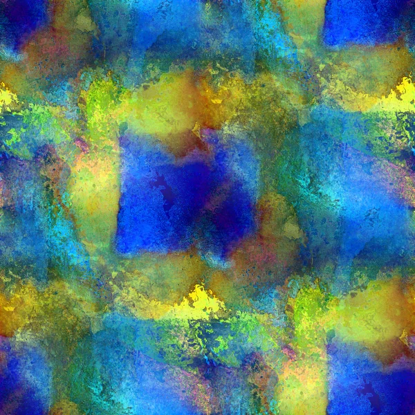 Naadloze blauwe verf, gele achtergrond aquarel kleur abstract — Stockfoto