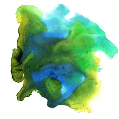 yeşil mavi sulu boya renkleri spot doku üzerinde beyaz bir ba izole