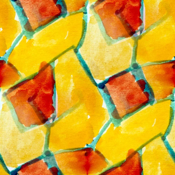 Amarillo acuarela inconsútil cubismo rojo fondo — Foto de Stock