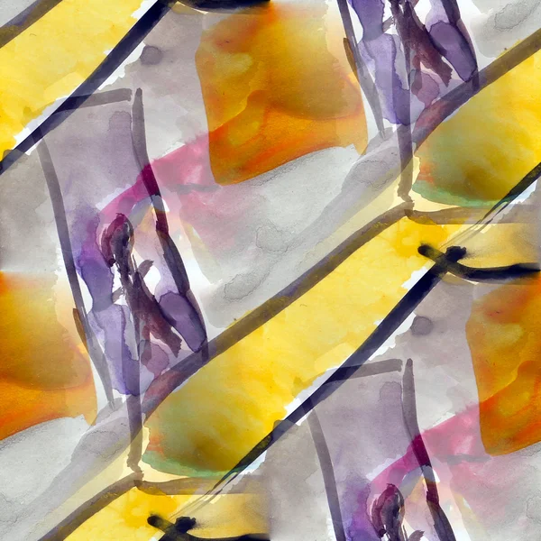 Aquarell nahtlos lila gelb Hintergrund — Stockfoto