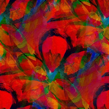 kesintisiz resim suluboya ile parlak kırmızı turuncu sarı yeşil