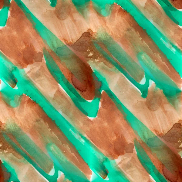 シームレスな緑、茶色の背景水彩画の色水抽象 — ストック写真