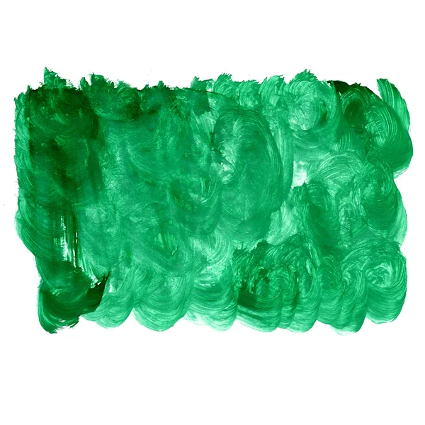 Miejscu zielony zmaza kwadrat akwarela tekstury na białym tle — Zdjęcie stockowe