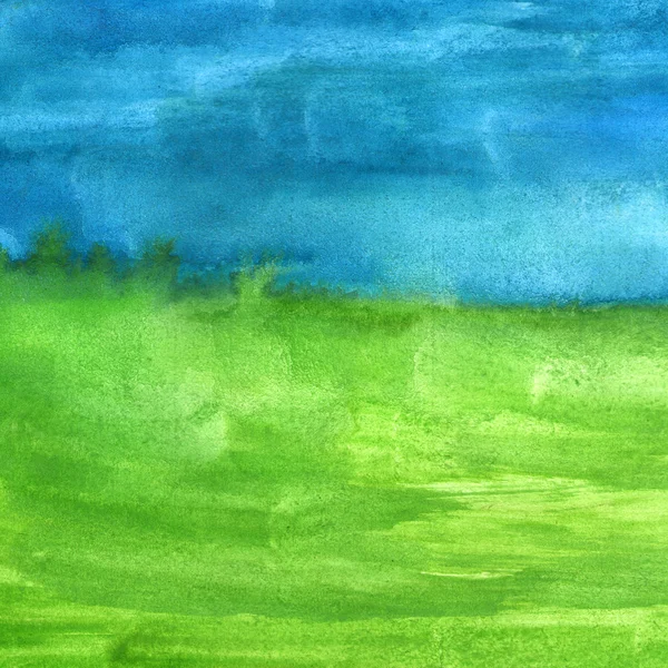 Macro textuur blauwe groene aquarellen met penseelstreken — Stockfoto