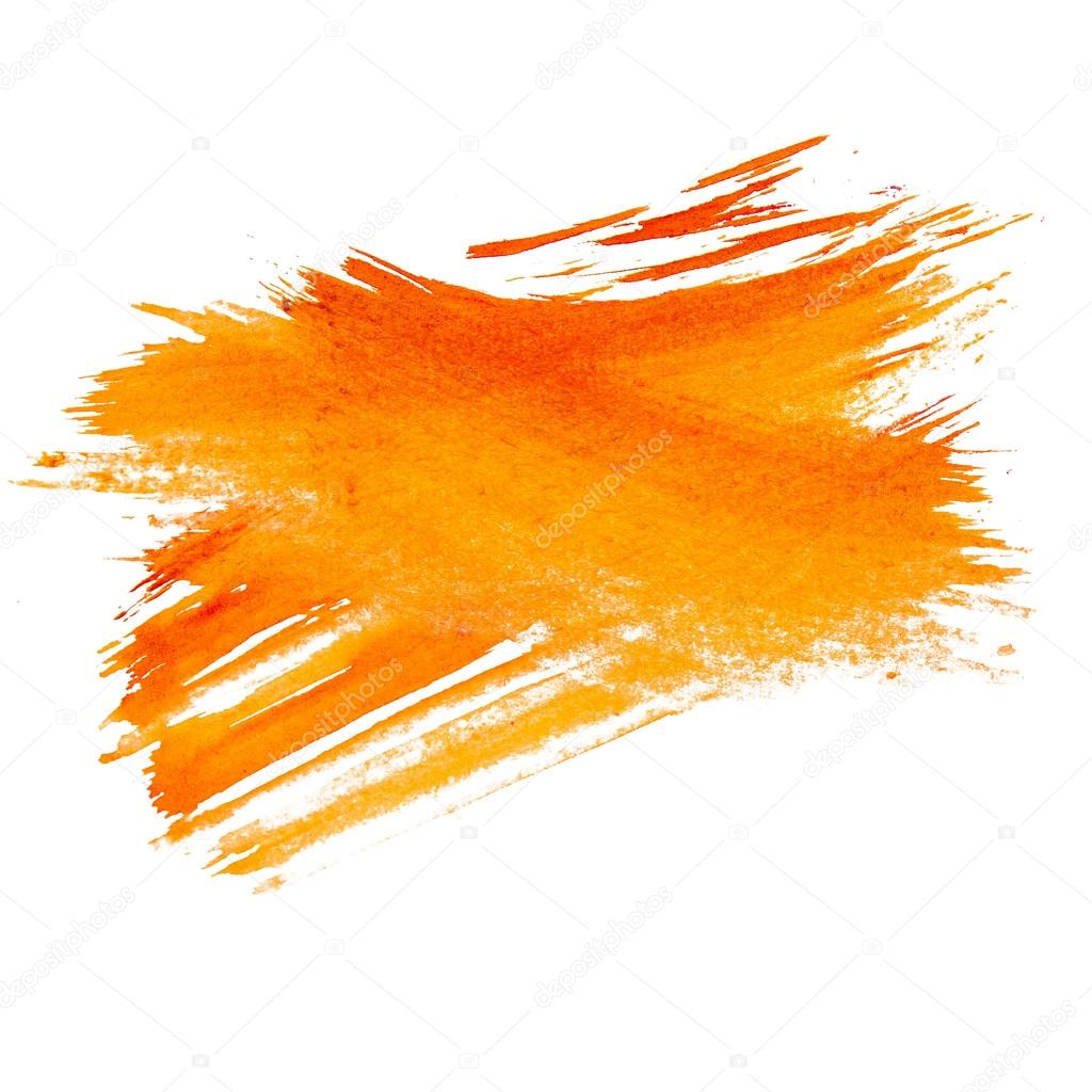 orange watercolors spot blotch isolated on white background