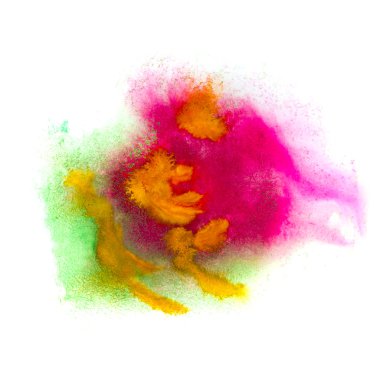 Yeşil pembe makro spot leke doku üzerinde beyaz bir backgro izole