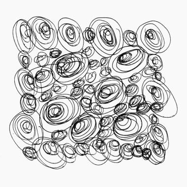 Beyaz backgro izole kabarcık boyalı siyah soyut halkalar