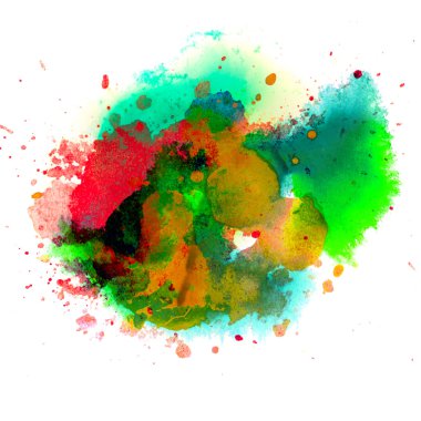 nokta kırmızı yeşil sulu boya leke doku üzerinde beyaz bir bac izole