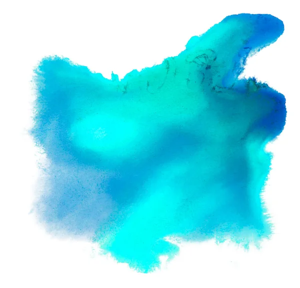 Macchia acquerello blu macchia texture isolata su sfondo bianco — Foto Stock