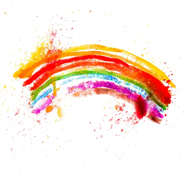 Regenbogen-Aquarell-Fleck ist auf weißem Hintergrund isoliert — Stockfoto