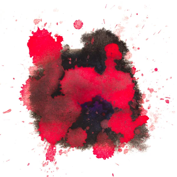 Mancha negra roja textura aislada sobre un fondo blanco — Foto de Stock