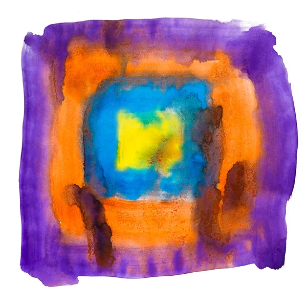 紫青黄色オレンジ色水彩画スポット斑分離 — ストック写真
