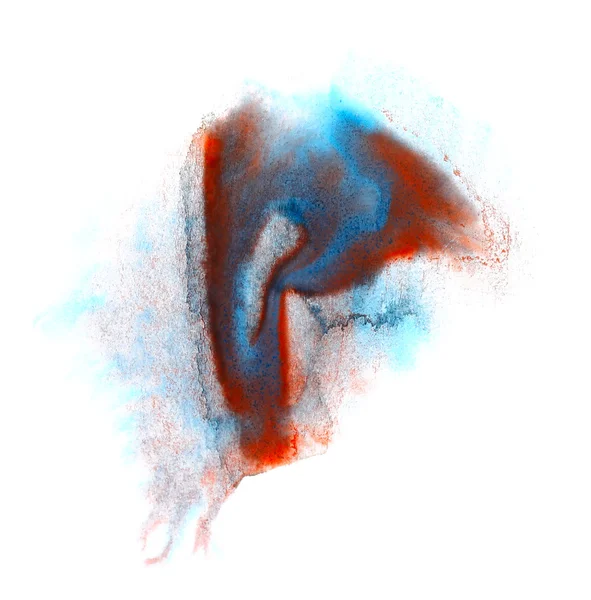 Aquarel borstel blauw rode lijn abstracte kunst artistieke geïsoleerd — Stockfoto