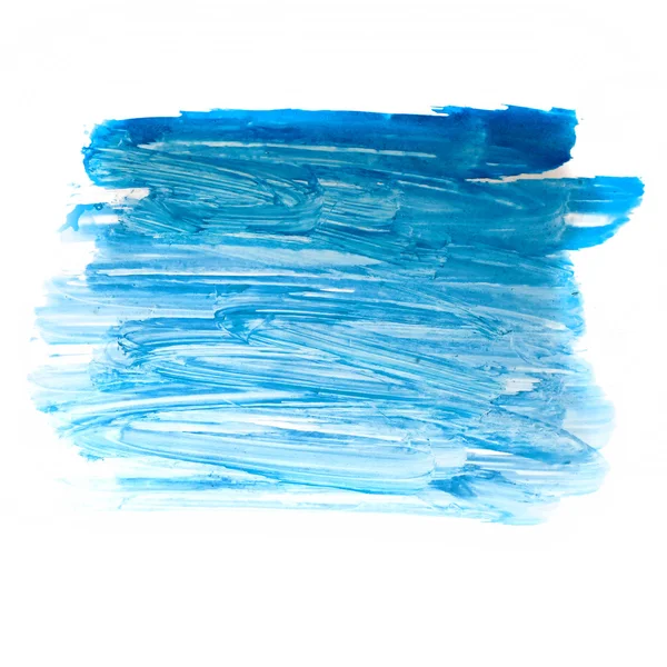 Stroke blue paint brush color water watercolor isolated on white — Stock Photo, Image