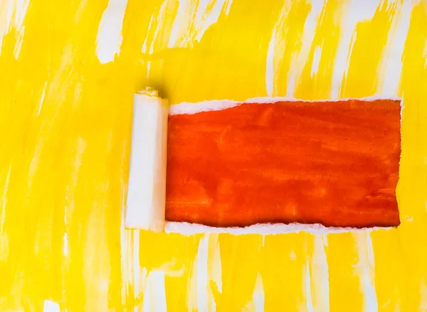 Zerrissenes Papier gelb Textur Aquarell mit Platz für Ihre Nachricht — Stockfoto