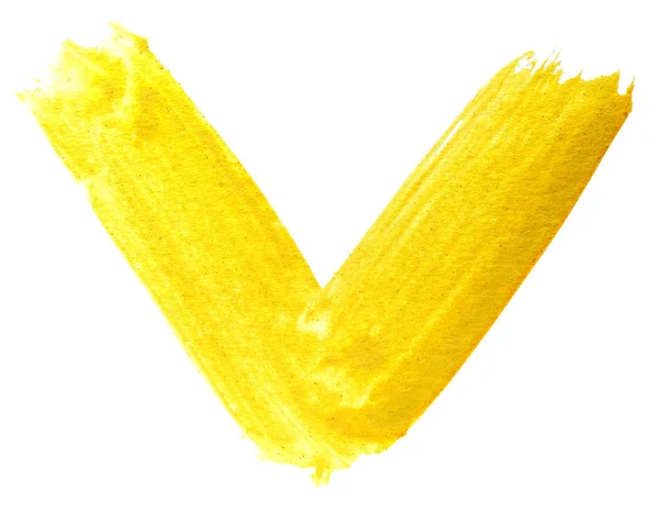 Marca ponteiro textura mancha arte aquarela amarelo isolado em um wh — Fotografia de Stock