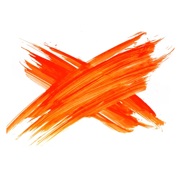 ペイント ブラシを渡る白い ba に分離された水彩画のオレンジ色のテクスチャ — ストック写真