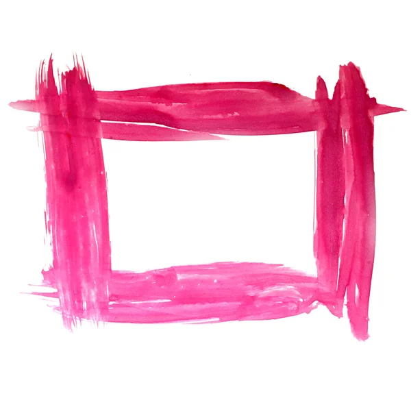 Paint brush frame square pink red watercolor texture isolated on — Stock Photo, Image