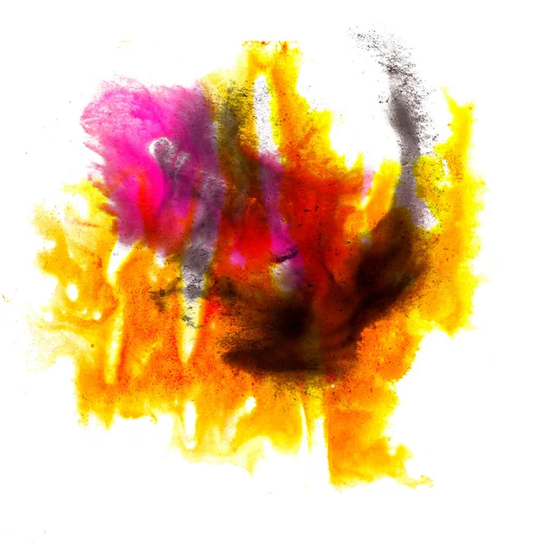 Abstract yellow red isolated watercolor stain raster illustratio — Stock Photo, Image