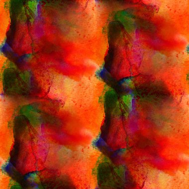 sesi kesintisiz turuncu kırmızı sulu boya duvar kağıdı fırça darbeleri