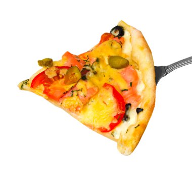 Beyaz arka plan (clipp üzerinde izole pizza iştah açıcı dilim parça