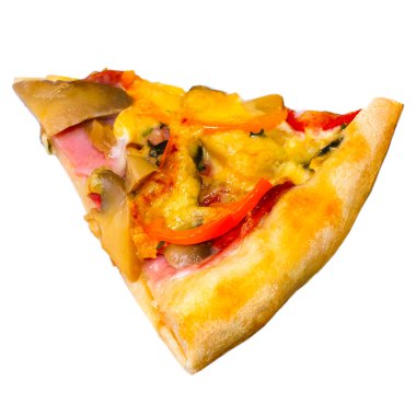 Beyaz arka plan üzerinde izole pizza dilimi parça