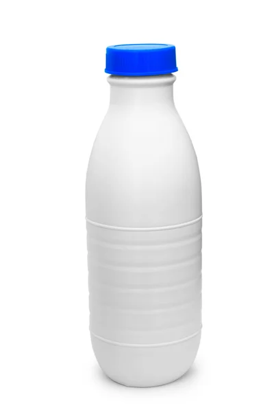 Flasche Kunststoffmilch isoliert auf weiß — Stockfoto