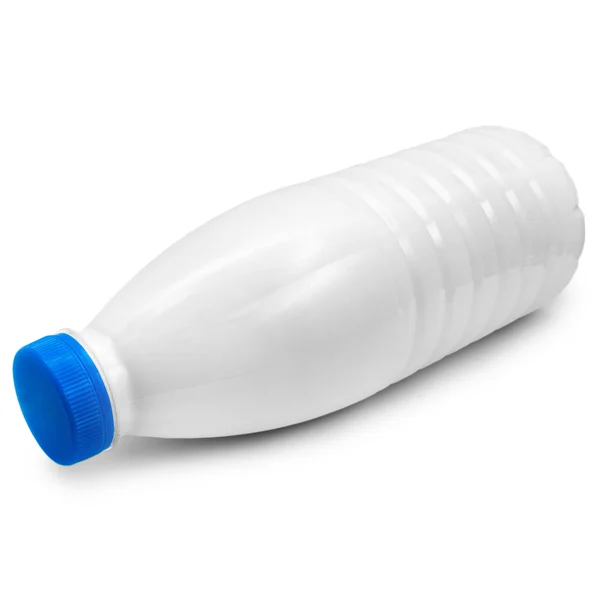 Bouteille de lait plastique isolé sur fond blanc — Photo