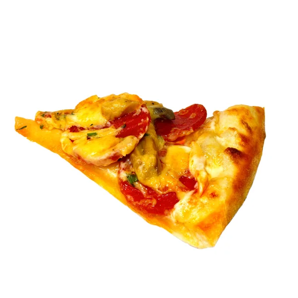 Slice piece pizza isolated on white background — Stok fotoğraf