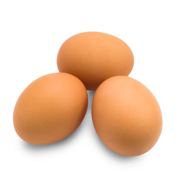 Tres huevos aislados en blanco — Foto de Stock
