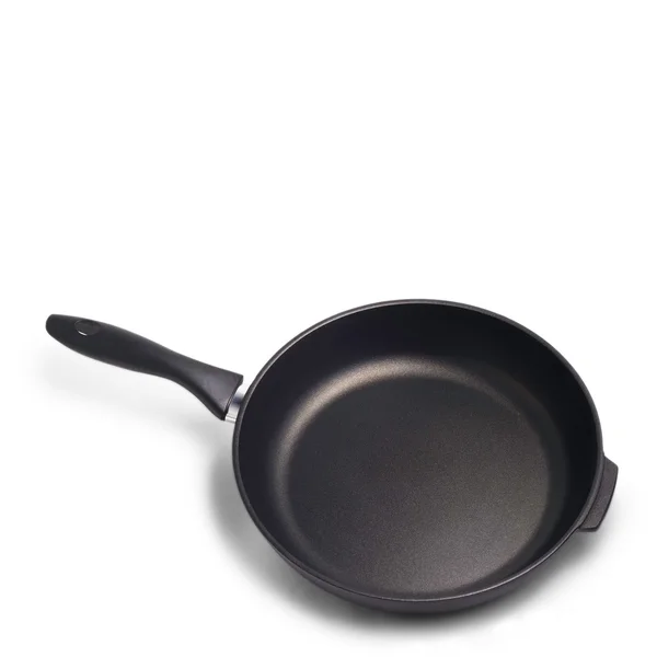 Black kitchen pan isolated on white background — Stock Photo, Image