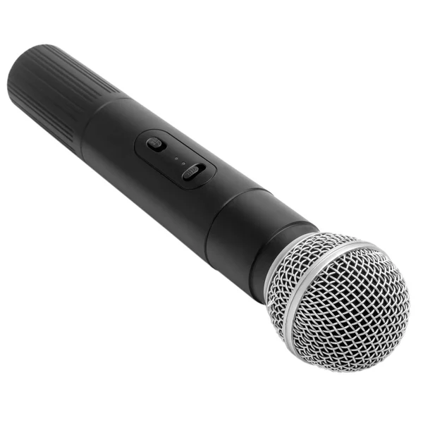 Černá rádio mikrofon ročník izolovaných na bílém pozadí — Stock fotografie