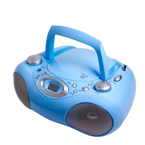 Modré stereo rádio boom box rekordér cd mp3, samostatný — Stock fotografie