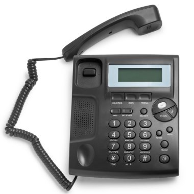Beyaz arka plan üzerinde izole kablosu telefonla modern siyah
