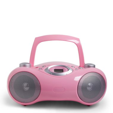 izole üzerinde pembe stereo cd mp3 radyo kaydedici