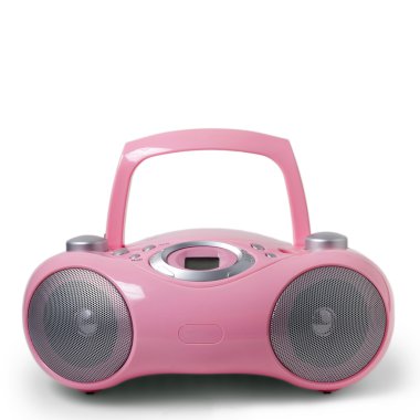 pembe stereo cd mp3 radyo kaset kaydedici izole