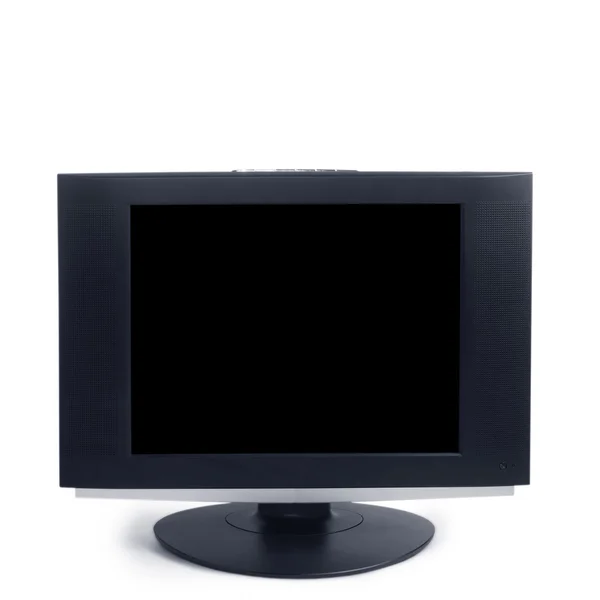 Computer ecran negru izolat pe fundal alb — Fotografie, imagine de stoc