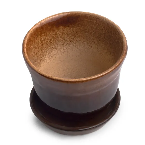 Cup pot brown ceramic isolated — Stock Photo, Image