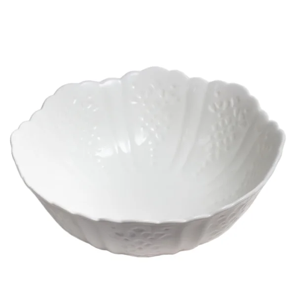 Βαθύ λευκό πιάτο άδειο κύπελλο απομονωθεί (διαδρομή αποκοπής) — Φωτογραφία Αρχείου