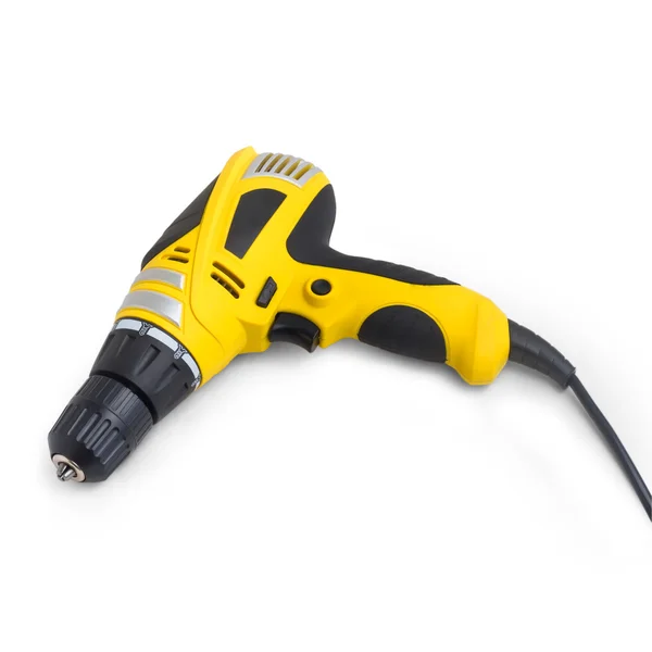 Drill tool yellow isolated on white background — Stock Photo, Image