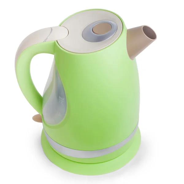 Electric green tea kettle isolated — Stock Photo, Image