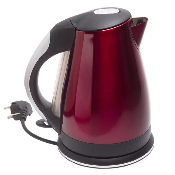 Elektryczny czajnik czerwony na białym tle — Zdjęcie stockowe