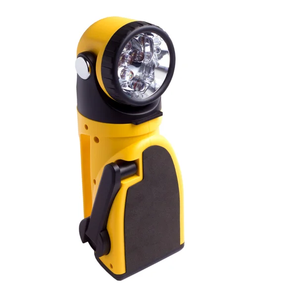 Elektrické žluté kapesní svítilnu, samostatný — Stock fotografie