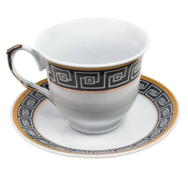English cup saucer decorated with antique isolated (clipping pat — Stock Photo, Image
