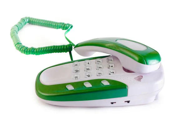 Zelený telefon, samostatný — Stock fotografie